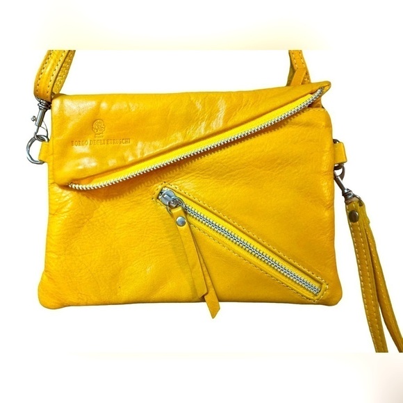 Borgo Degli Etruschi | Italian Yellow Leather Crossbody/Clutch - Picture 2 of 9